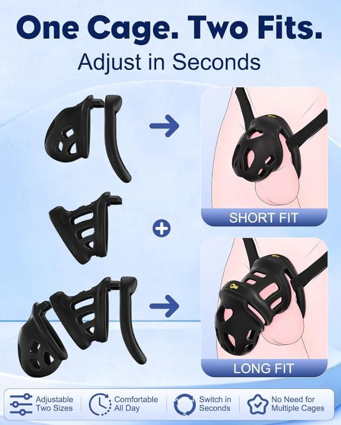 Male Chastity Cage with Elastic Belt, Adjustable Fit, 4 Ring Sizes
3D Printed Lightweight Penis Cage with Invisible Lock, Breathable Comfort Fit Chastity Device for Men bondage gear Sex Toys