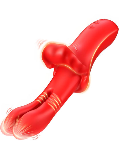 Thrusting Vibrator Sex Toys for Women - Adult Toys G Spot Vibrators with 10 Thrusting 10 Vibrating 10 Clitoral Vibration, Female Nipple Stimulator Double Dildo Rabbit Adult Sex Toys & Games for Couple