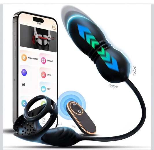 Prostate Massager Anal Vibrating Thrusting - Anal Butt Plug APP Control 8 Vibration Modes P-Spot Toys with Vibrator Cock Ring, Male Anal Pleasure Sex Toys for Adult, Prostate & Enema for Couples