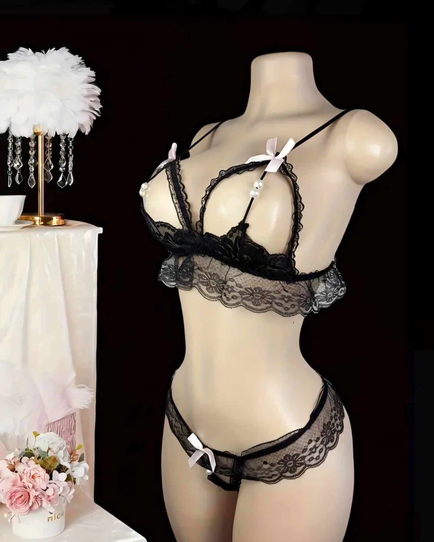 🎀 Elegant & Sexy 2-Piece Black Lingerie Set Lingerie 🎀 - One Size