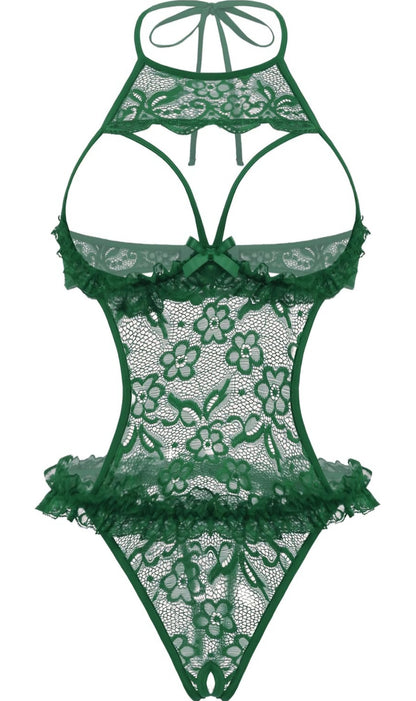 Avidlove Sexy Lingerie for Women Halter Neck One Piece Teddy Bodysuit Lace Mini Babydoll Sleepwear Size L AMA