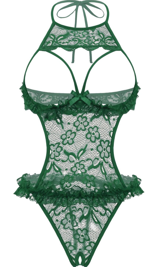 Avidlove Sexy Lingerie for Women Halter Neck One Piece Teddy Bodysuit Lace Mini Babydoll Sleepwear Size L AMA