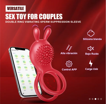 Dual-Stimulation App-Controlled Vibrating Cock Ring with Textured Clitoral Massager