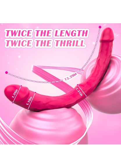 Double Dildo Vibrator Sex Toys: Double Sided Long Dildo with Realistic Glans and Veins Lesbian Sex Toys,Vibrating Strapless Dildos Silicone G Spot and Anal Vibrator with 10 Vibration for Women Couples