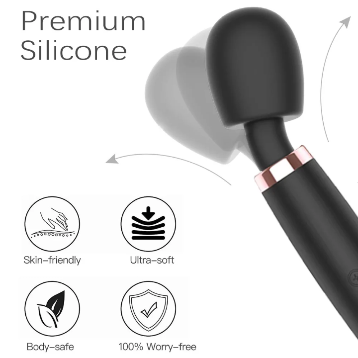 Rechargeable 11.8 Inch Magic Wand Massager – 5 Vibration Modes & 3 Speeds (Black)