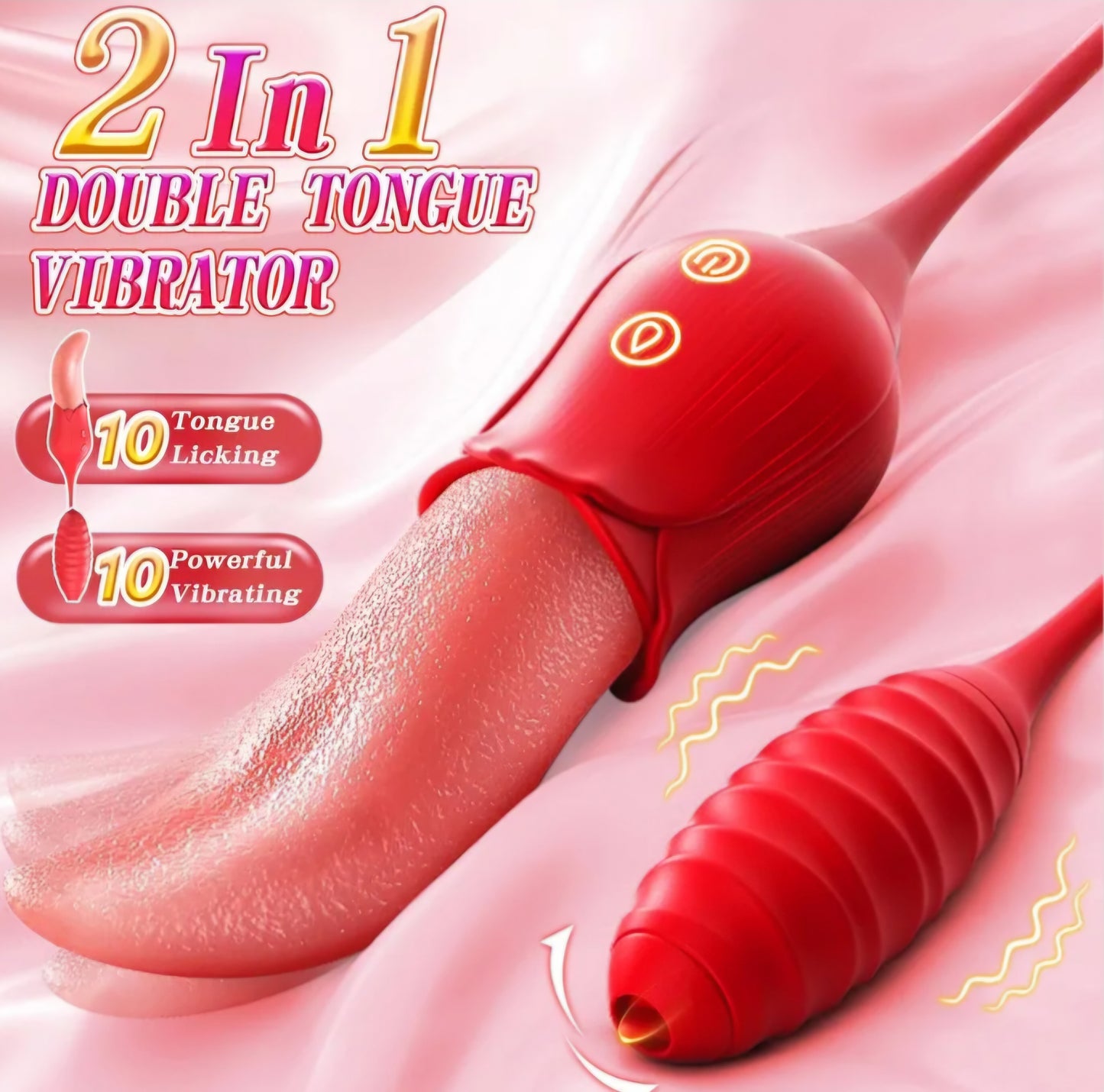 Vibrator Tongue Sex Toys for Women - 2 in 1 Realistic Tongue Vibrators with 10 Licking Clitoral & 10 Vibration Modes, Ultra-Soft Flexible Clit Stimulator Licker, Adult Toy for Female Couple Games