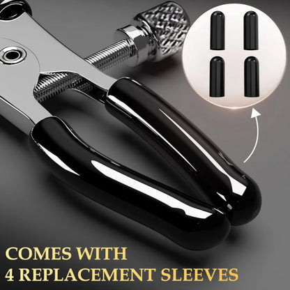 BDSM Nipple Toys Adjustable Metal Nipple Clamps with 4 Replacement Rubber Sleeves, Nipple Clips for Women Men Couples, Breast Stimulation Bondage Sex Toys for Adult Pleasure & Flirting