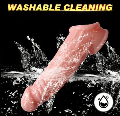 6.88" Textured Performance Extension Sleeve – Real-Feel 1.57" Tip Extender – Low Sensitivity Design for Stamina – Flesh Tone