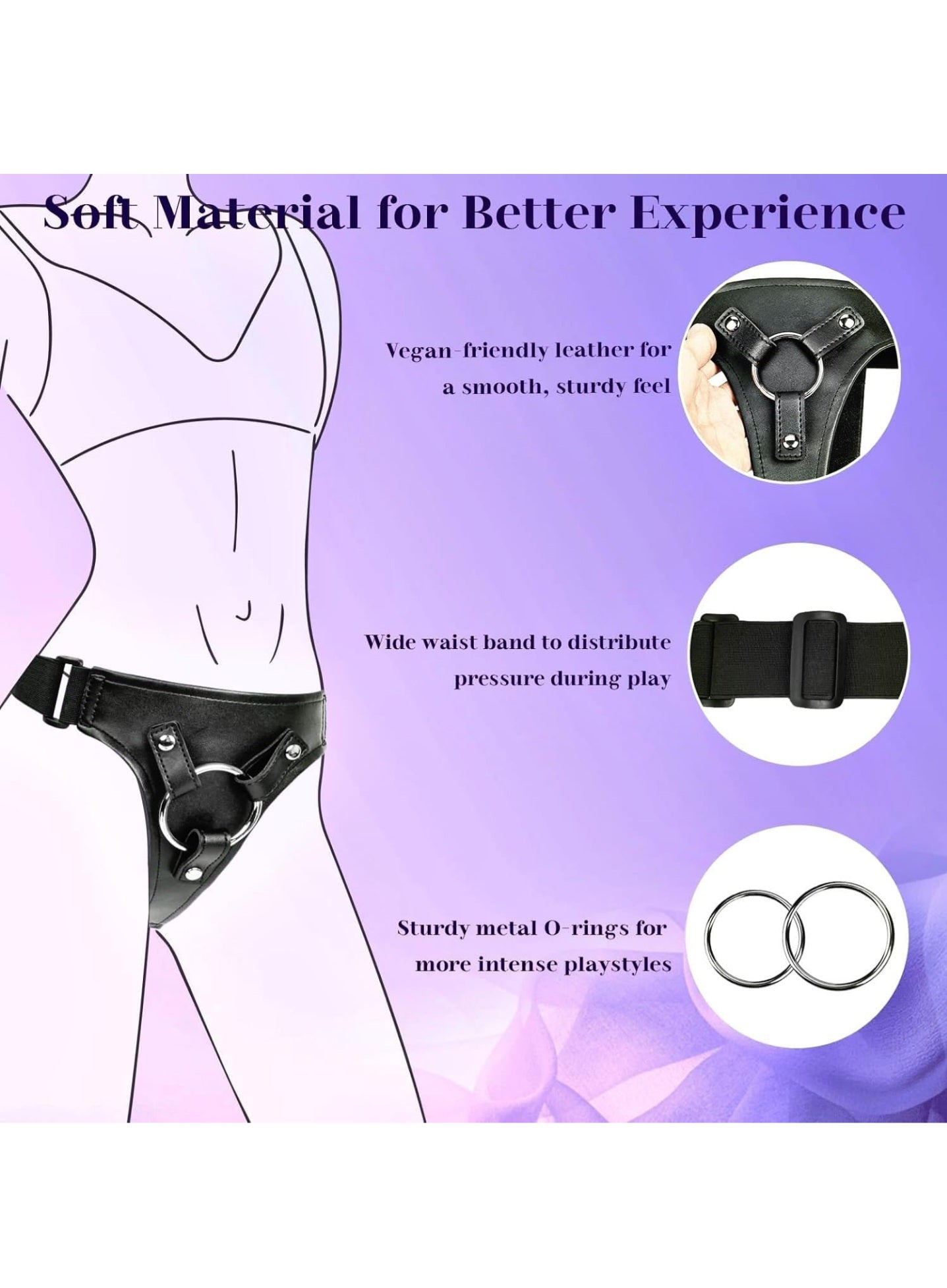 Strap-on Dildo Adult Sex Toys - Wearable Strap On Dildo Sex Toy for Men Women Couples, 7 Inch Realistic Silicone Anal Dildo Penis G-Spot Stimulator Sex Toys for Women Lesbian Couple Beginner Purple LP