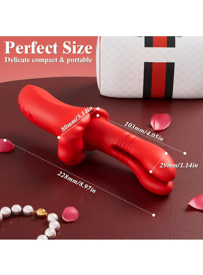 Thrusting Vibrator Sex Toys for Women - Adult Toys G Spot Vibrators with 10 Thrusting 10 Vibrating 10 Clitoral Vibration, Female Nipple Stimulator Double Dildo Rabbit Adult Sex Toys & Games for Couple