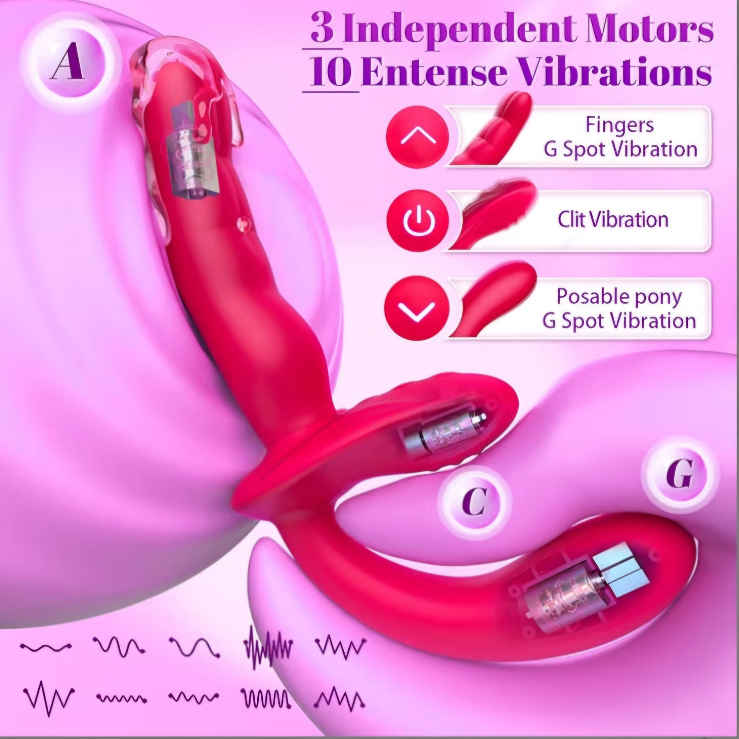 Strapless Strap on Dildo Sex Toys - Double Ended Anal Dildo Detachable Wearable G-Spot Vibrator with Remote Control,Finger Design Vibrating Butt Plug Adult Toys for Women Lesbians & Couples