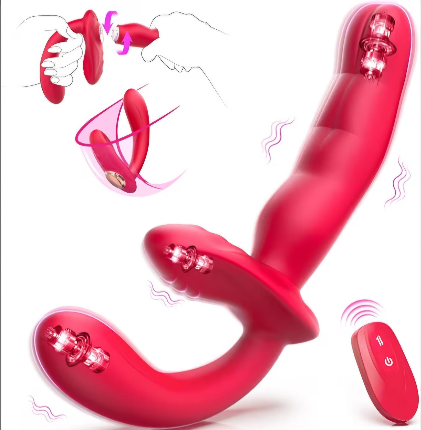 Strapless Strap on Dildo Sex Toys - Double Ended Anal Dildo Detachable Wearable G-Spot Vibrator with Remote Control,Finger Design Vibrating Butt Plug Adult Toys for Women Lesbians & Couples