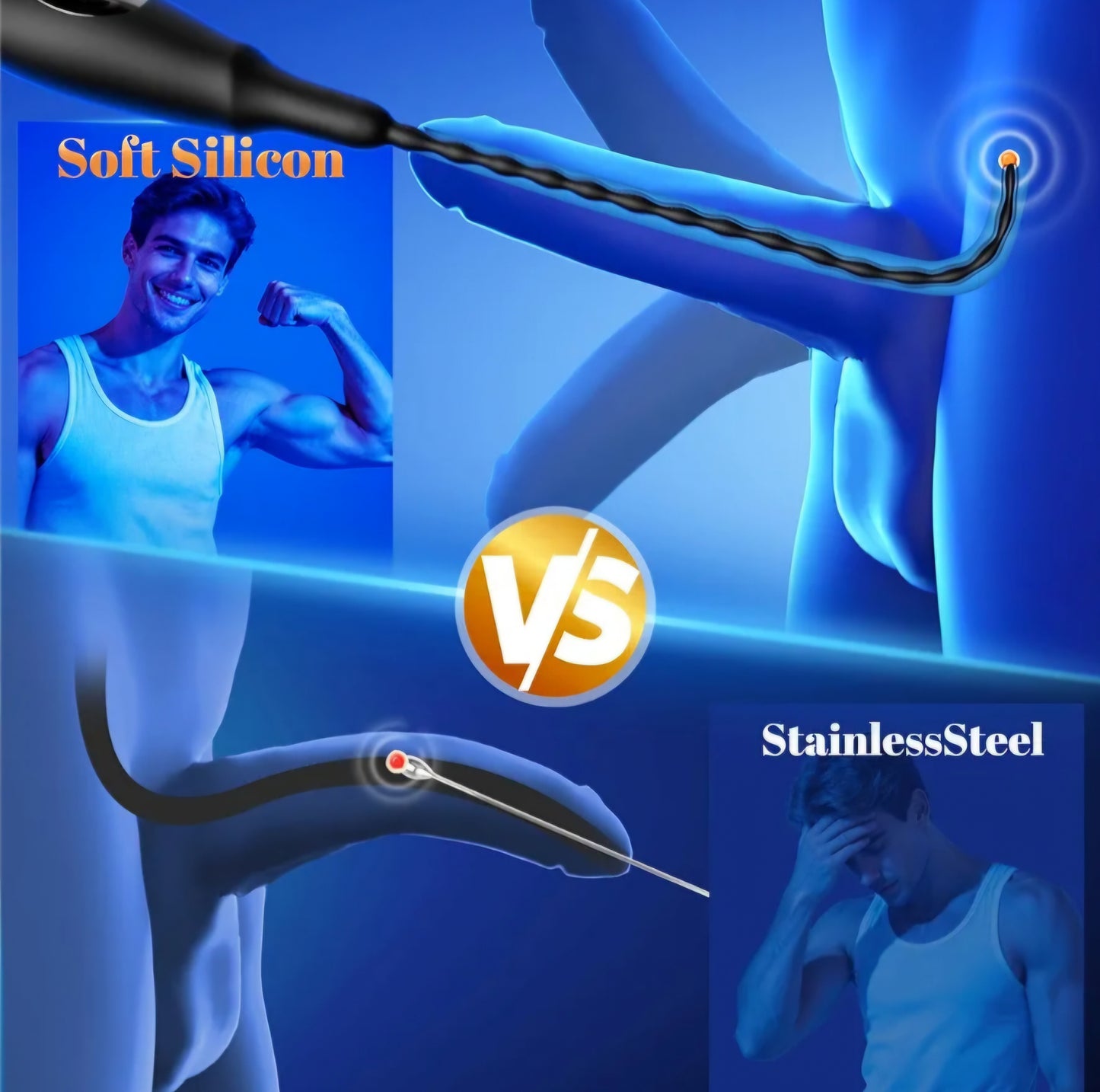 Penis Vibrator Vibrating Urethra Sound: Silicone Penis Plug Sounding Rod with 9 Vibration, Sex Toys - Catheters & Sounds Prostate Stimulator with Led, Urethral Vibrator BDSM Sex Toys for Men