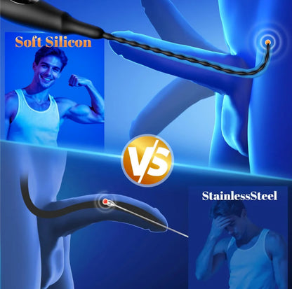 Penis Vibrator Vibrating Urethra Sound: Silicone Penis Plug Sounding Rod with 9 Vibration, Sex Toys - Catheters & Sounds Prostate Stimulator with Led, Urethral Vibrator BDSM Sex Toys for Men