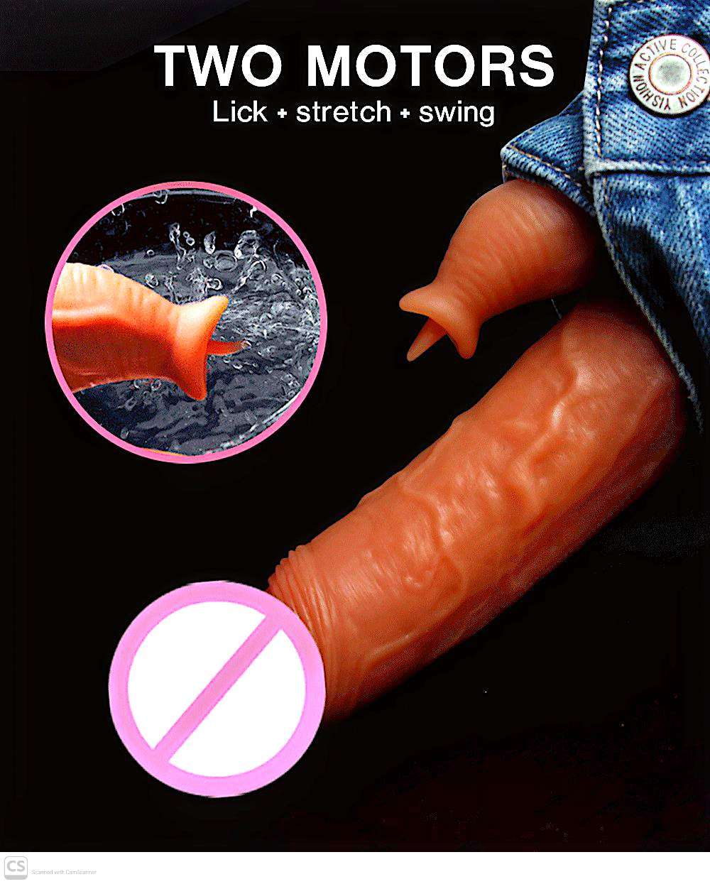 9 Inch Vibrating Thrusting Rotating Dildo with Clit Licker Licking Tongue