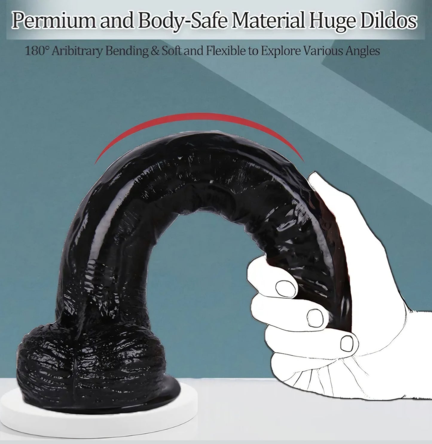 Realistic Dildo,12 inch Huge Dildo Sex Toy with Strong Suction Cup for G spot and Anal Play, Lifelike Ultra Big Black Anal Dildos with Small Glans Adult Sex Toy (Black) SF