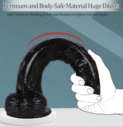 Realistic Dildo,12 inch Huge Dildo Sex Toy with Strong Suction Cup for G spot and Anal Play, Lifelike Ultra Big Black Anal Dildos with Small Glans Adult Sex Toy (Black) SF