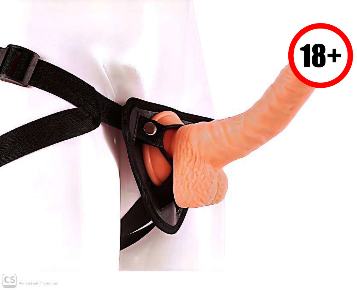 Realistic Silicone Strap-On 7.48 Inch Dildo – Flexible Curved Design with Adjustable Harness