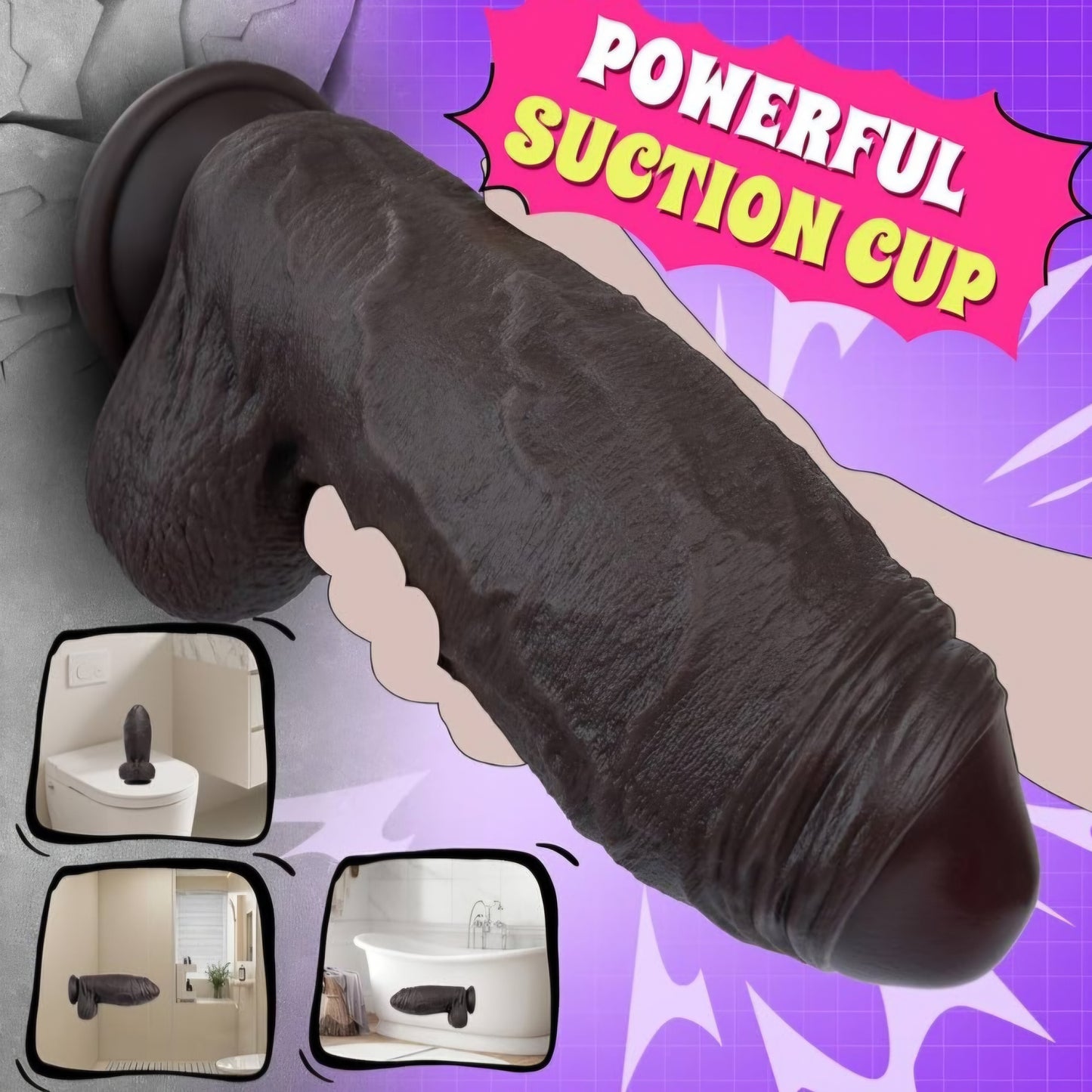 3" Diameter XXL Uncut Dildo - 9.3'' Girth Huge Big Black Thick Dildo with Strong Suction Cup,Giant Massive Girth Dildos for Anal & Vaginal Play, Real Skin Fake Penis G-Spot Stimulation Adult Sex Toys