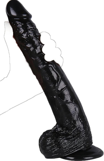Realistic Dildo,12 inch Huge Dildo Sex Toy with Strong Suction Cup for G spot and Anal Play, Lifelike Ultra Big Black Anal Dildos with Small Glans Adult Sex Toy (Black) SF