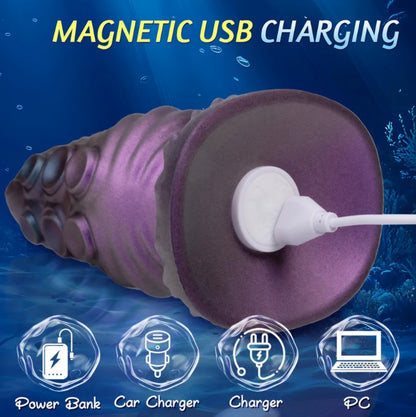 6.9" Vibrating Butt Plug Large Buttplug, Monster Tentacle Dildo Knot Silicone Anal Plug for Training & Stretching, Vibrating Anal Plug Prostate Massage with Suction Cup, Adult Sex Toys for Men Women AMA
