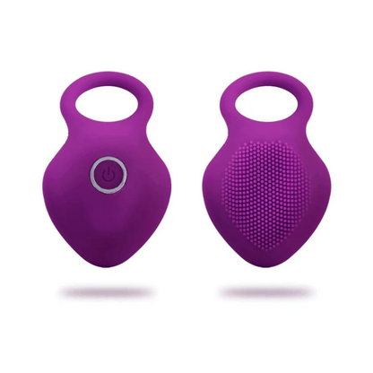 Textured Silicone Vibrating Cock Ring with Clitoral Massager Brush