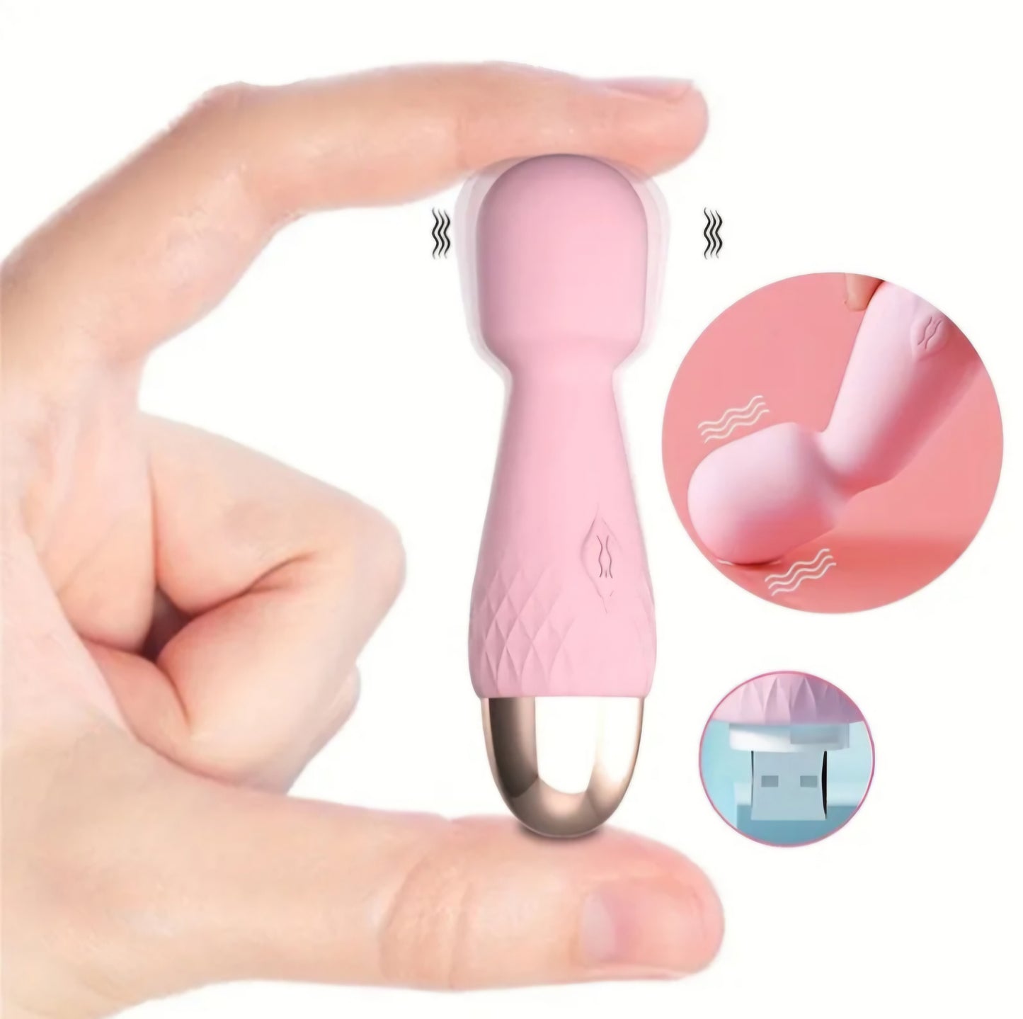 4 Inch Mini Wand Vibrator – 10 Modes of Pocket-Sized Power (Pink)