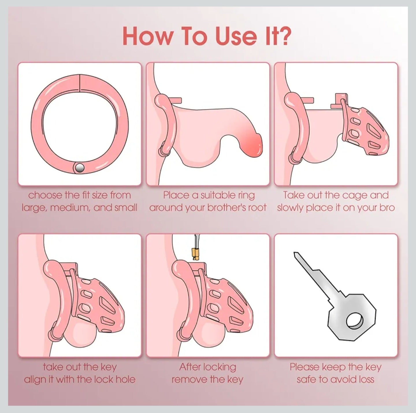 Male Chastity Device Cock Cage - UTIMI Lightweight Vertical Invisible Lock Chastity Cage for Men with 4 Active Rings & 2 Keys Adult Sex Toys for Male Penis Exercise and Abstinence | Pink | Large Size