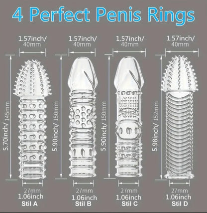 4 Pcs Reusable Penis Sleeves - Texture, Sensation, and Shared Pleasure