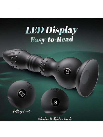 Thrusting Anal Vibrator Prostate Massager Butt Plug, Anal Beads with 10 Thrusting & Vibrating, LED Display Vibrators Male Sex Toys with Remote Control, Strap-on Anal Toy Adult Toys for Men