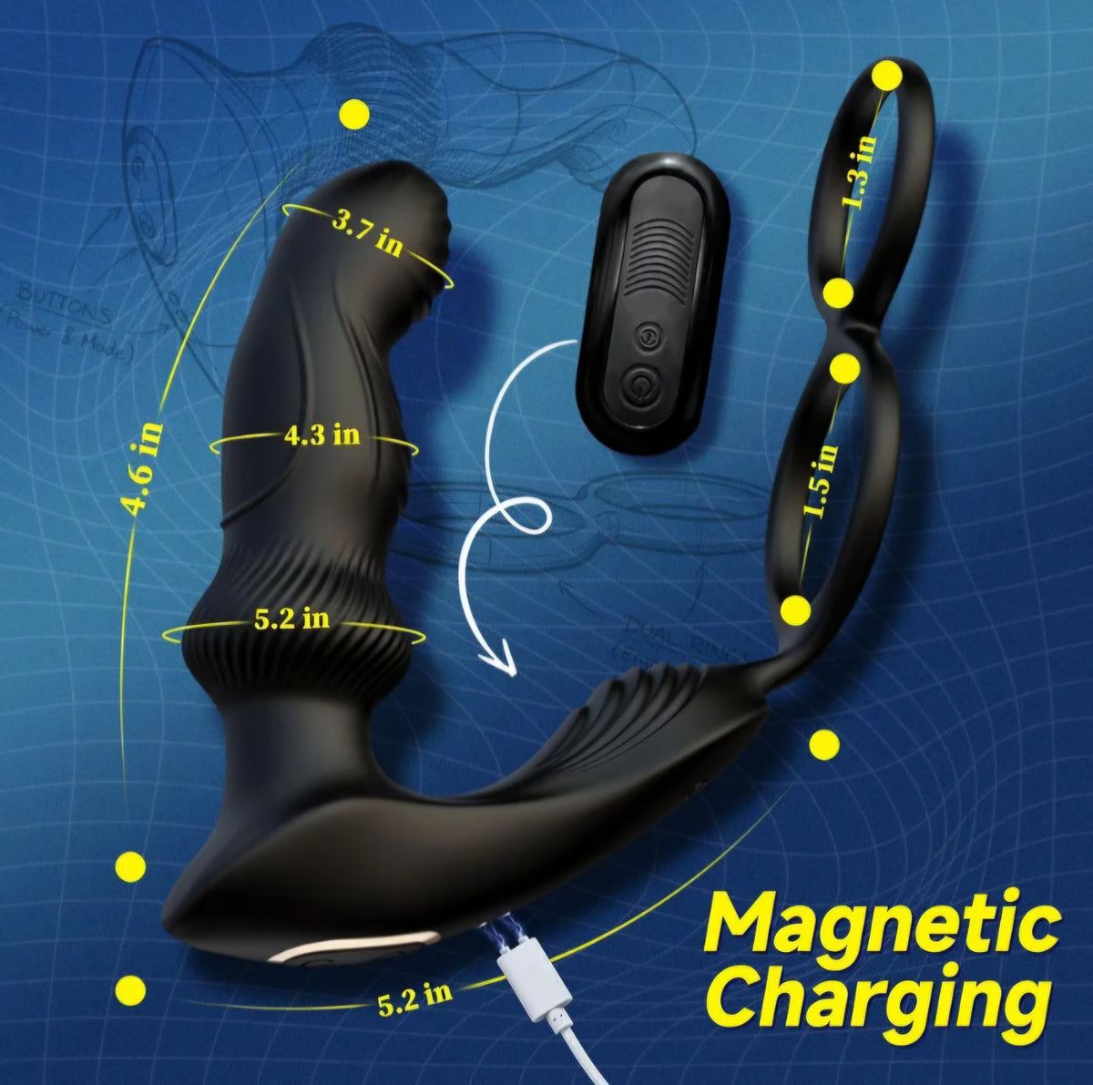 Prostate Massager Anal Dildo Vibrator Sex Toys for Men, Vibrating Cock Ring
Butt Plug Adult Toys with Dual Rings, Remote Control Anal Beads with Penis Ring, 10 Wriggling & Vibrating Modes, Wave Motion
