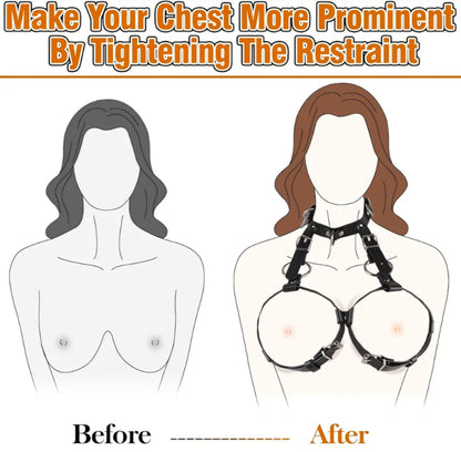 BDSM Bondage Sex Strap Restraint Kit Adult Sex Toy with Sexy Lingerie Breast Harness Strapon, Strap On Harness for Women Pegging Dildo, Adjustable Bondage Gear for Couple Lesbian Gay Vaginal Anal Play