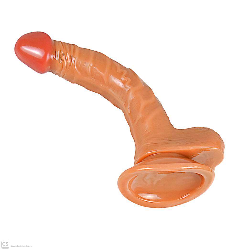 Realistic Silicone Strap-On 7.48 Inch Dildo – Flexible Curved Design with Adjustable Harness