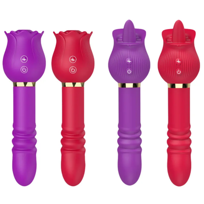 Luxurious Rose Sucking & Thrusting Vibrator for Clitoral & G-Spot Stimulation