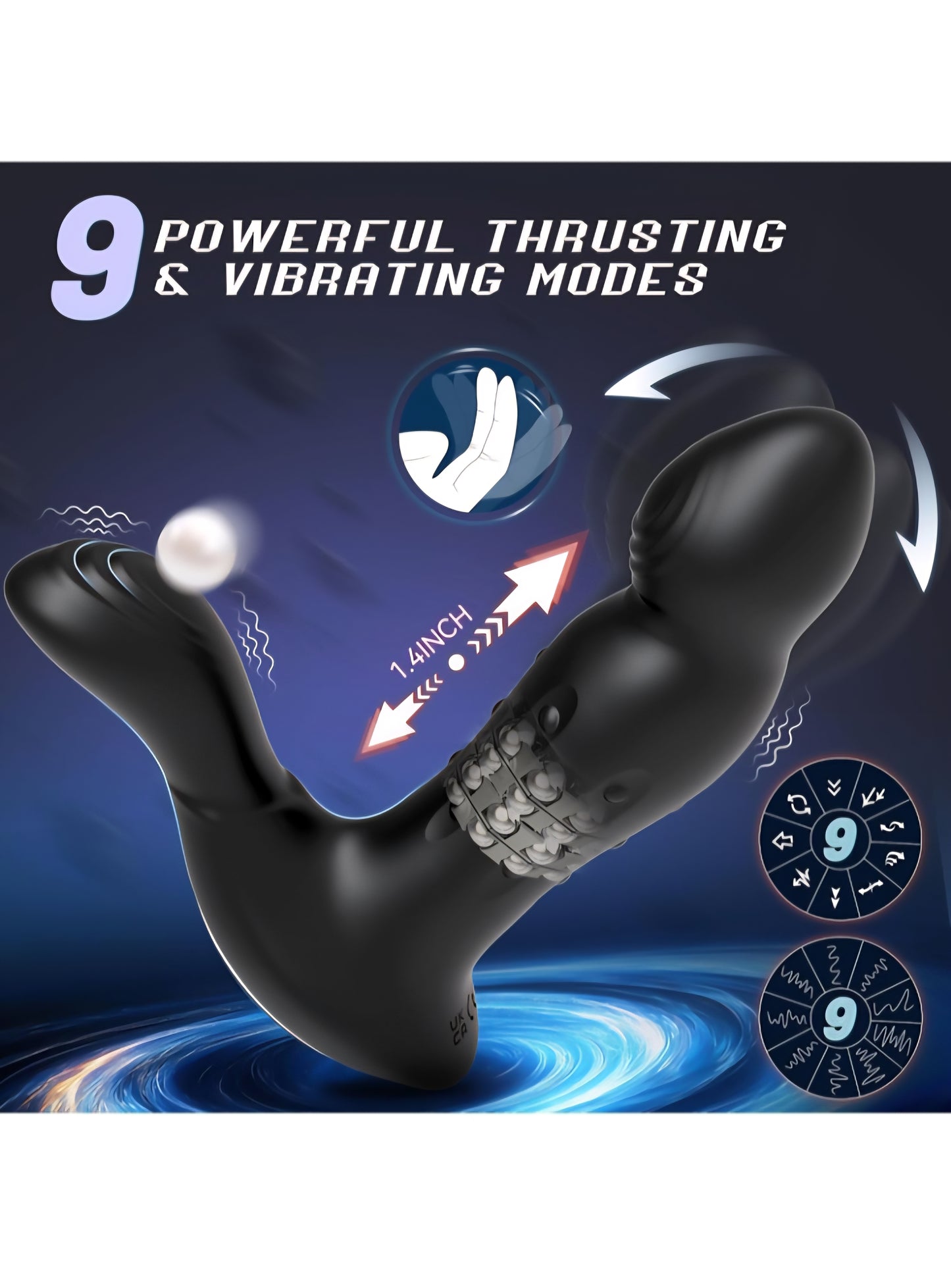 Prostate Massager Male Sex Toys for Men, Adult Toys Anal Dildo Vibrator Butt Plug with 9 Wiggling & Thrusting Sliding Beads & 9 Vibrating Modes, Remote Control Anal Beads Dildo Adult Sex Toy for Men