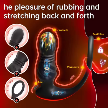 App Controlled Thrusting Anal Prostate Massager Anal Plug Male Men Gay with Penis Cock Ring