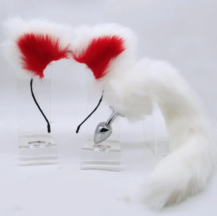 Deluxe Faux Fur Cat Ear Headband & Matching Metal Plug Tail Set (Available June 13th)