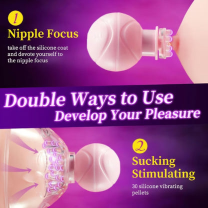 Sex Toys Nipple Vibrator for Women - 4 in 1 Nipple Stimulator with 10 Rotating Modes 2 Brushes Heads, Silicone Detachable Nipple Toys Pink Massager Clamps Adult Sex Toy juguetes sexuales
