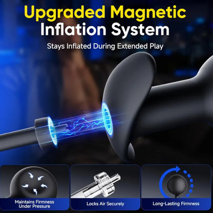Magnetic Inflatable Anal Butt Plug, Adjustable Anal Training Stretcher with Rolling Weighted Ball, Soft Silicone Wearable Butt Plug with Secure T-Bar Base Prostate Massager for Adults AMA