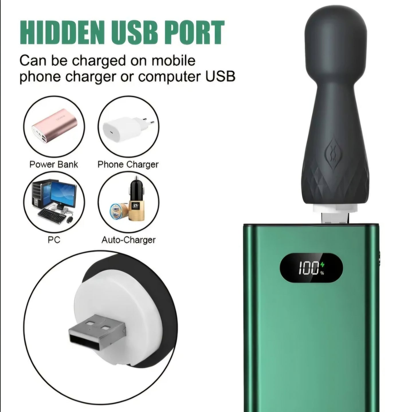 4 Inch Mini Wand Vibrator – 10 Modes of Pocket-Sized Power (Pink)