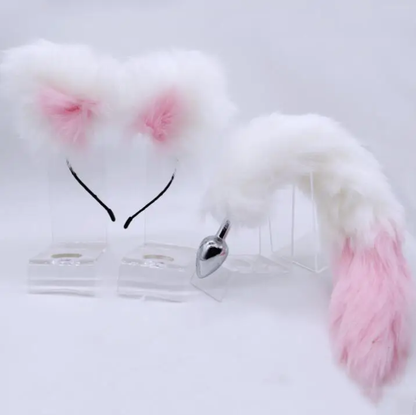 Deluxe Faux Fur Cat Ear Headband & Matching Metal Plug Tail Set (Available June 13th)