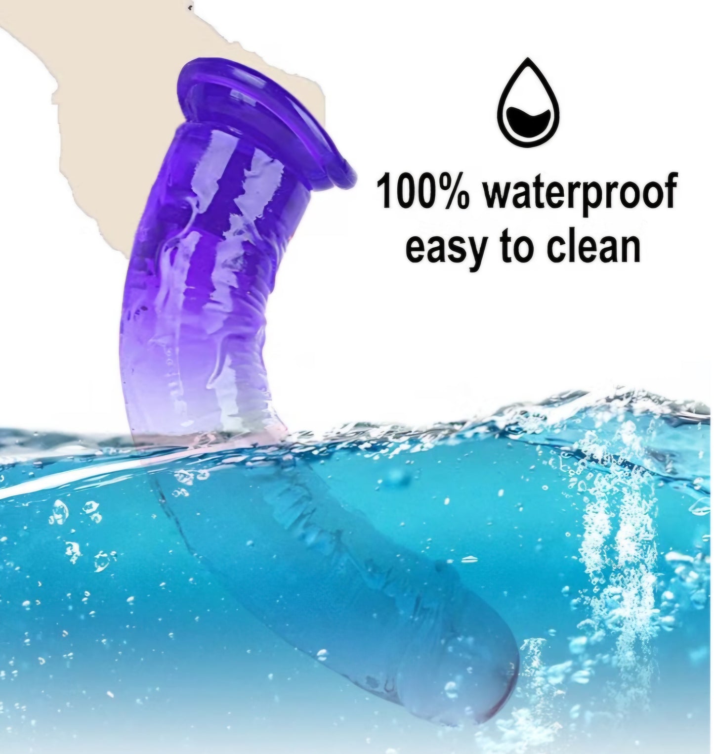 Realistic Clear Dildo No Balls, 9.6 inch Soft G Spot Dildo with Strong Suction Cup, Gradient Purple Lifelike Long Anal Dildo Penis Sex Toys for Beginner Women/Men/Gay AMA