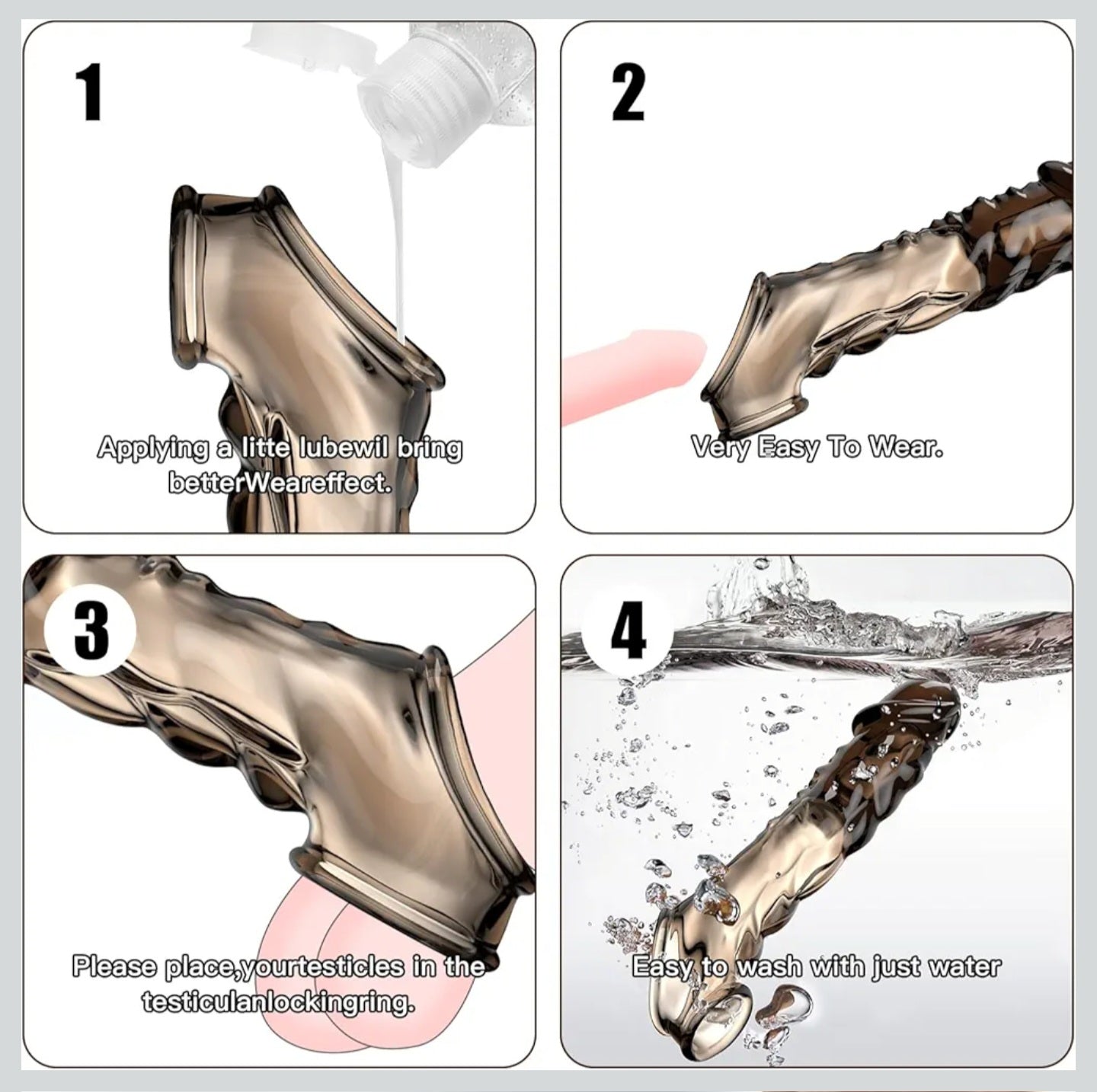 Vibrating Penis Sleeve - Vibrator Penis Enlarger Sex Toys for Men, Reusable Penis Ring, 3.6 inch Penis Sleeve Cock Ring Realistic Cock Sleeve Soft Penis Enlarger for Couples Male Vibrating Dildo