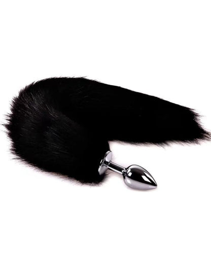 Sexy Fox Tail Cosplay Medium [3.4cm width] Anal Plug Anal Butt Plug Adult Sex Toys for Women Men Couple Stainless Steel Anal Plug (Black, Pink, Purple, Red)