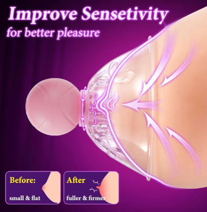 Sex Toys Nipple Vibrator for Women - 4 in 1 Nipple Stimulator with 10 Rotating Modes 2 Brushes Heads, Silicone Detachable Nipple Toys Pink Massager Clamps Adult Sex Toy juguetes sexuales