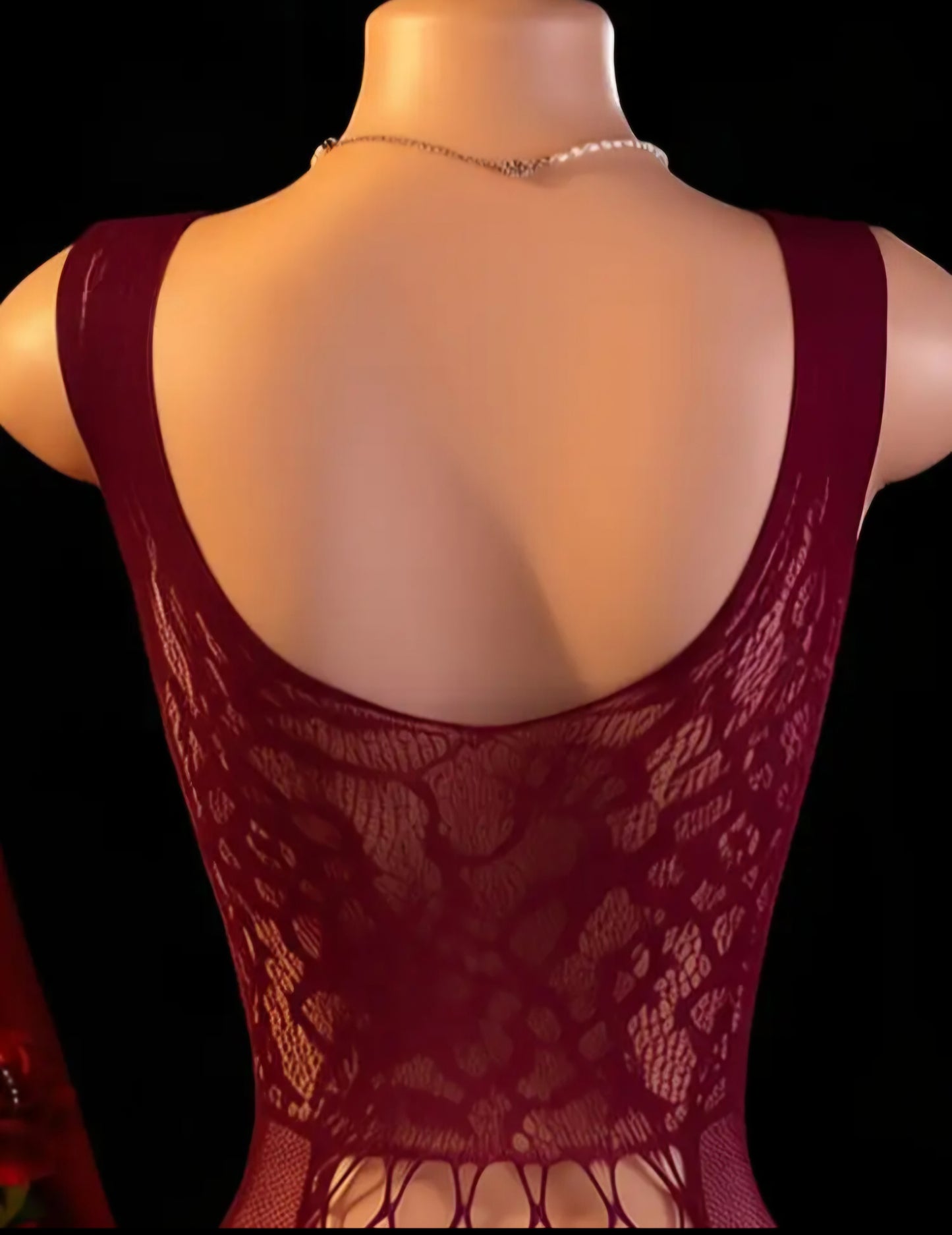 Women's Hollow-Out Lace Bodysuit & Attached Stocking - One Size AMA