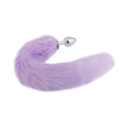 Sexy Fox Tail Butt Plug Cosplay Medium [3.4cm width] Anal Plug Anal Butt Plug Adult Sex Toys for Women Men Couple Stainless Steel Anal Plug (Black, Pink, Purple, Red)