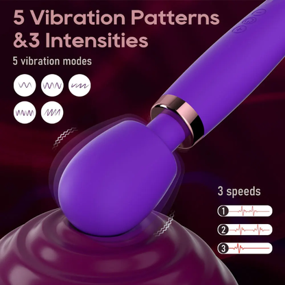 Rechargeable 11.8 Inch Magic Wand Massager – 5 Vibration Modes & 3 Speeds (Black)