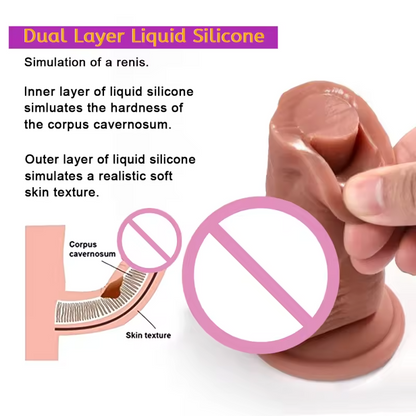 8.26" Realistic Dual-Layer Liquid Silicone Dildo – Soft Outer Skin & Firm Inner Core