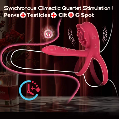 Rose Vibrating Cock Ring with G-Spot Stimulator & Testicle Loop for Couples